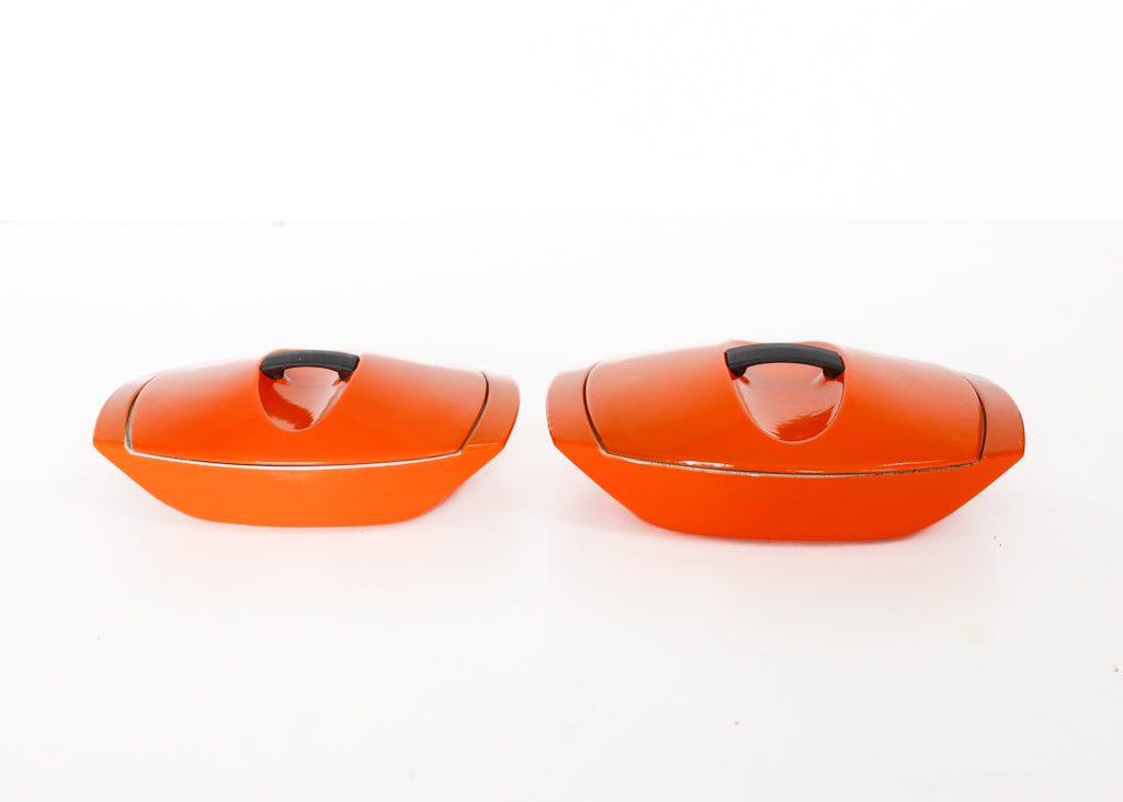 Rare Le Creuset Cast Iron and Enamel Casseroles by Raymond Loewy (1958)