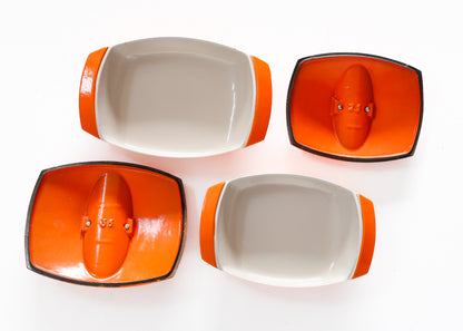 Rare Le Creuset Cast Iron and Enamel Casseroles by Raymond Loewy (1958)