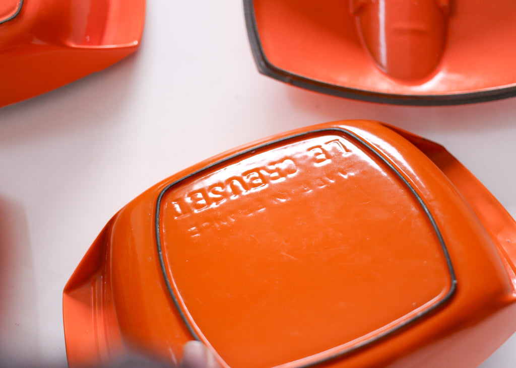 Rare Le Creuset Cast Iron and Enamel Casseroles by Raymond Loewy (1958)