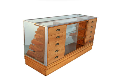 Antique Haberdashery Counter and Display Cabinet with Ten Drawers