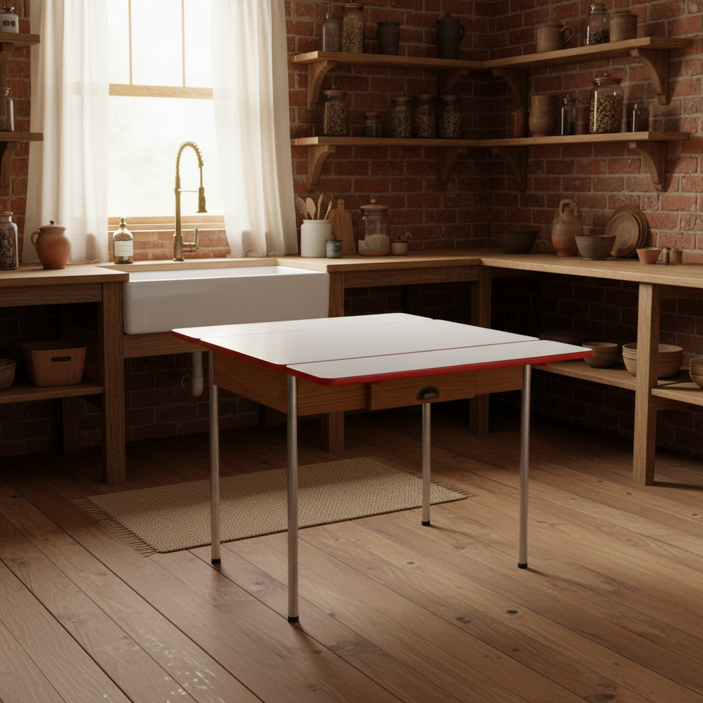 Extendable Enamel Top Kitchen Table