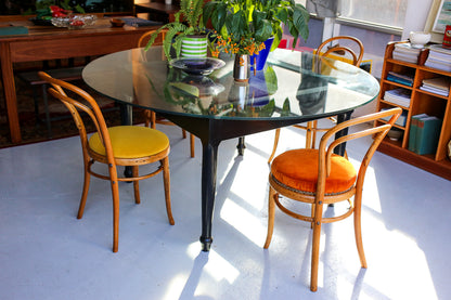 Vintage Dining Table with a Floating Glass Top