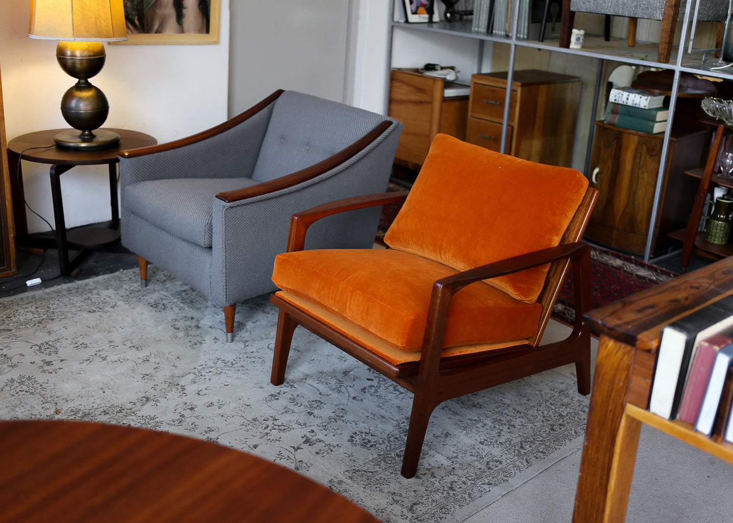 Rare Mid-Century Armchair with Sloped Arms