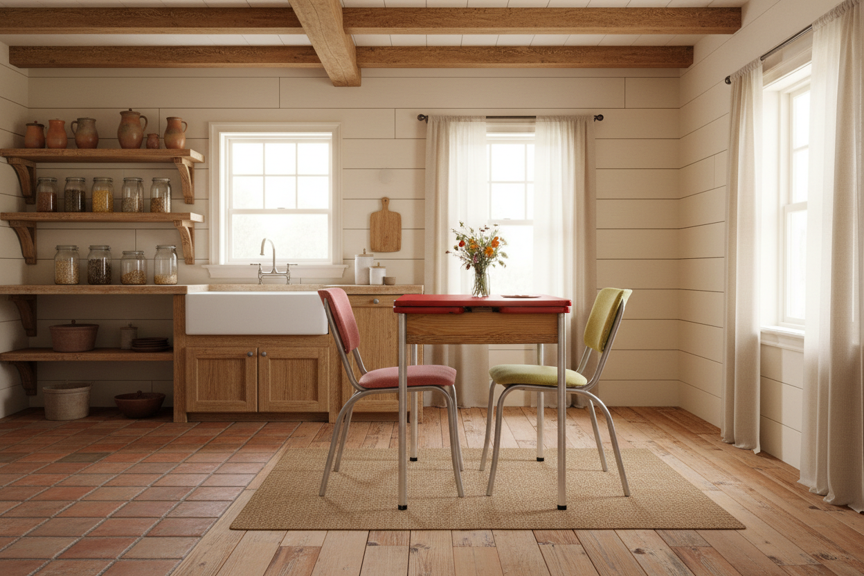 Extendable Enamel Top Kitchen Table