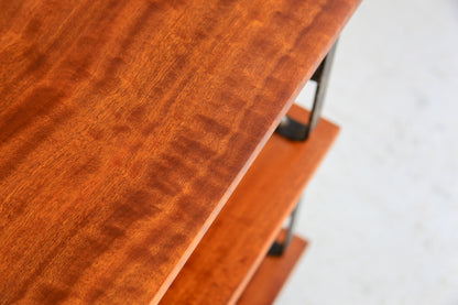 Solid Sapele Mahogany and Steel Bookshelf by DS Vorster