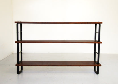 Solid Sapele Mahogany and Steel Bookshelf by DS Vorster