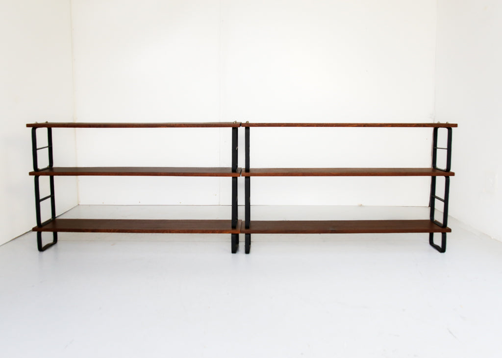 Solid Sapele Mahogany and Steel Bookshelf by DS Vorster