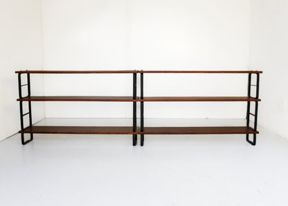 Solid Sapele Mahogany and Steel Bookshelf by DS Vorster