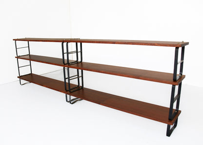 Solid Sapele Mahogany and Steel Bookshelf by DS Vorster