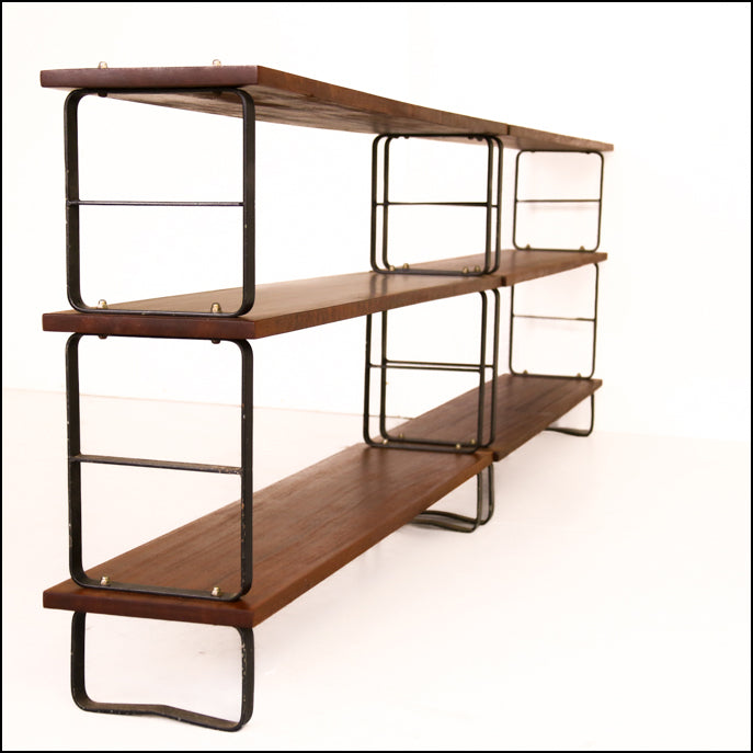 Solid Sapele Mahogany and Steel Bookshelf by DS Vorster