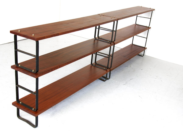 Solid Sapele Mahogany and Steel Bookshelf by DS Vorster