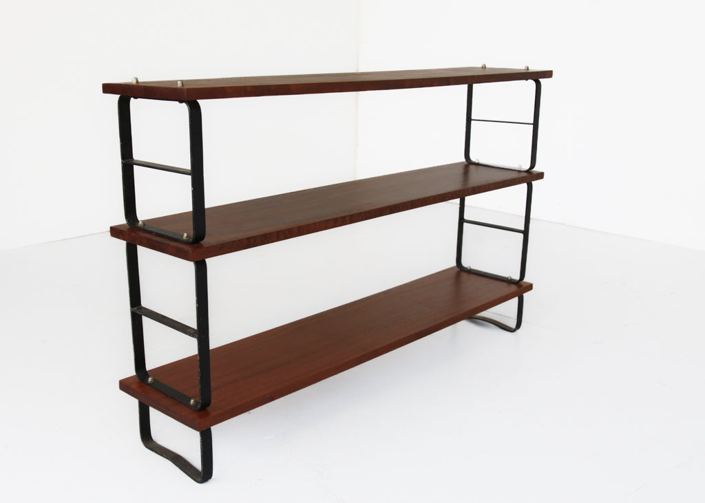 Solid Sapele Mahogany and Steel Bookshelf by DS Vorster