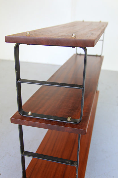 Solid Sapele Mahogany and Steel Bookshelf by DS Vorster