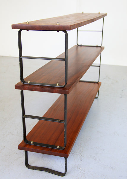 Solid Sapele Mahogany and Steel Bookshelf by DS Vorster