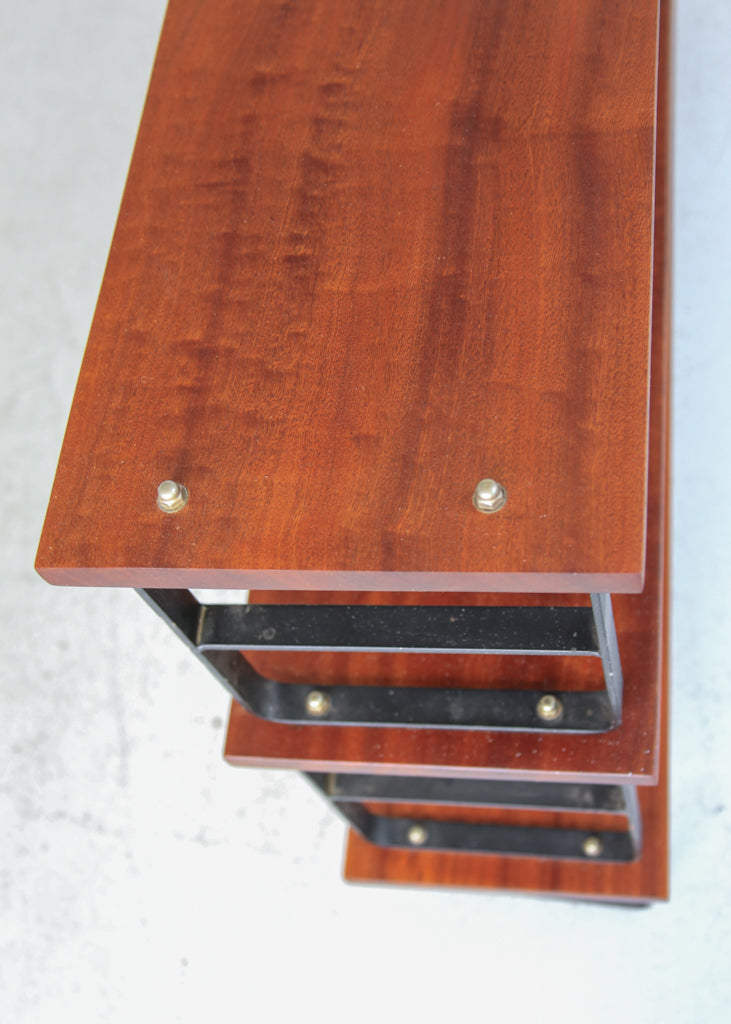 Solid Sapele Mahogany and Steel Bookshelf by DS Vorster