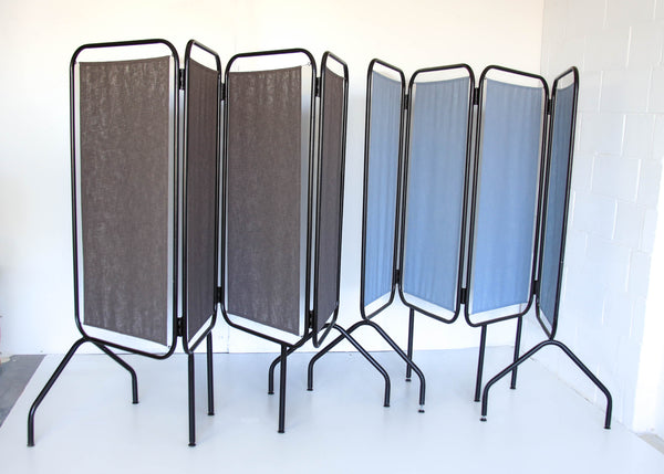 Vintage Steel Frame Privacy Screens with Four Panels