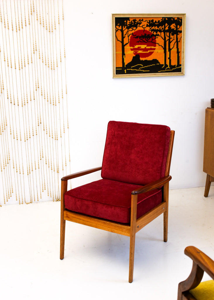 Maroon Mid-century Armchair