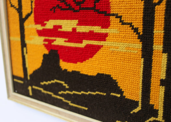 Mid-century Retro Cross Stitch Sunset