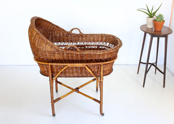 Vintage Wicker Basket Cot