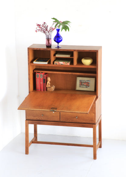 Vintage Modern Solid Oak Secretaire