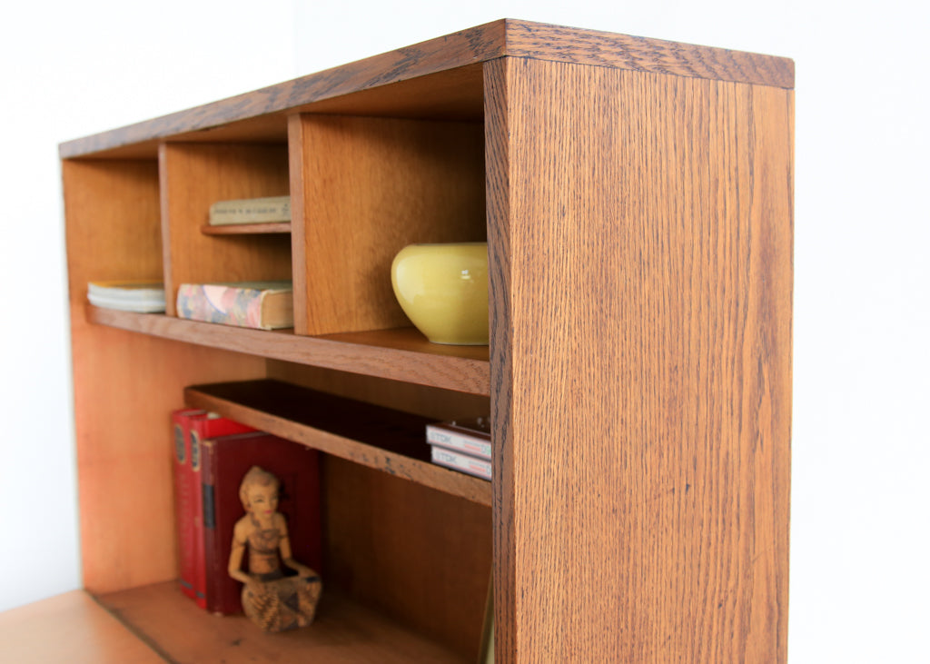 Vintage Modern Solid Oak Secretaire