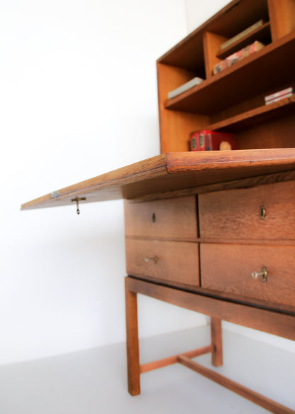 Vintage Modern Solid Oak Secretaire