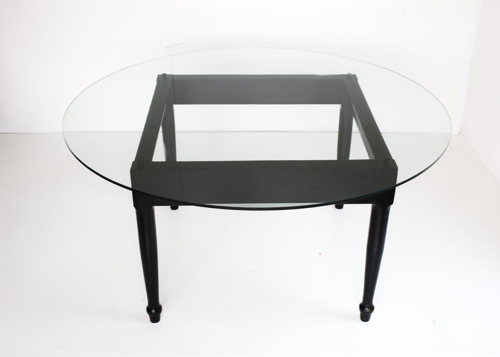 Vintage Dining Table with a Floating Glass Top