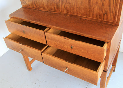 Vintage Modern Solid Oak Secretaire
