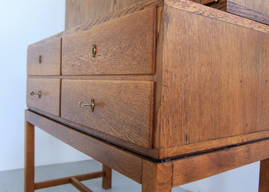 Vintage Modern Solid Oak Secretaire