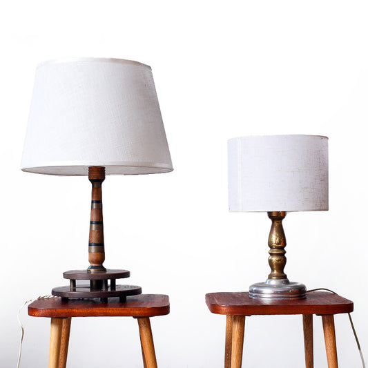 Two Vintage Bedside Lamp - brass wood and bakelite