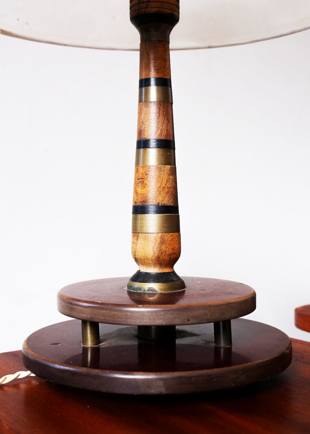 Two Vintage Bedside Lamp - brass wood and bakelite