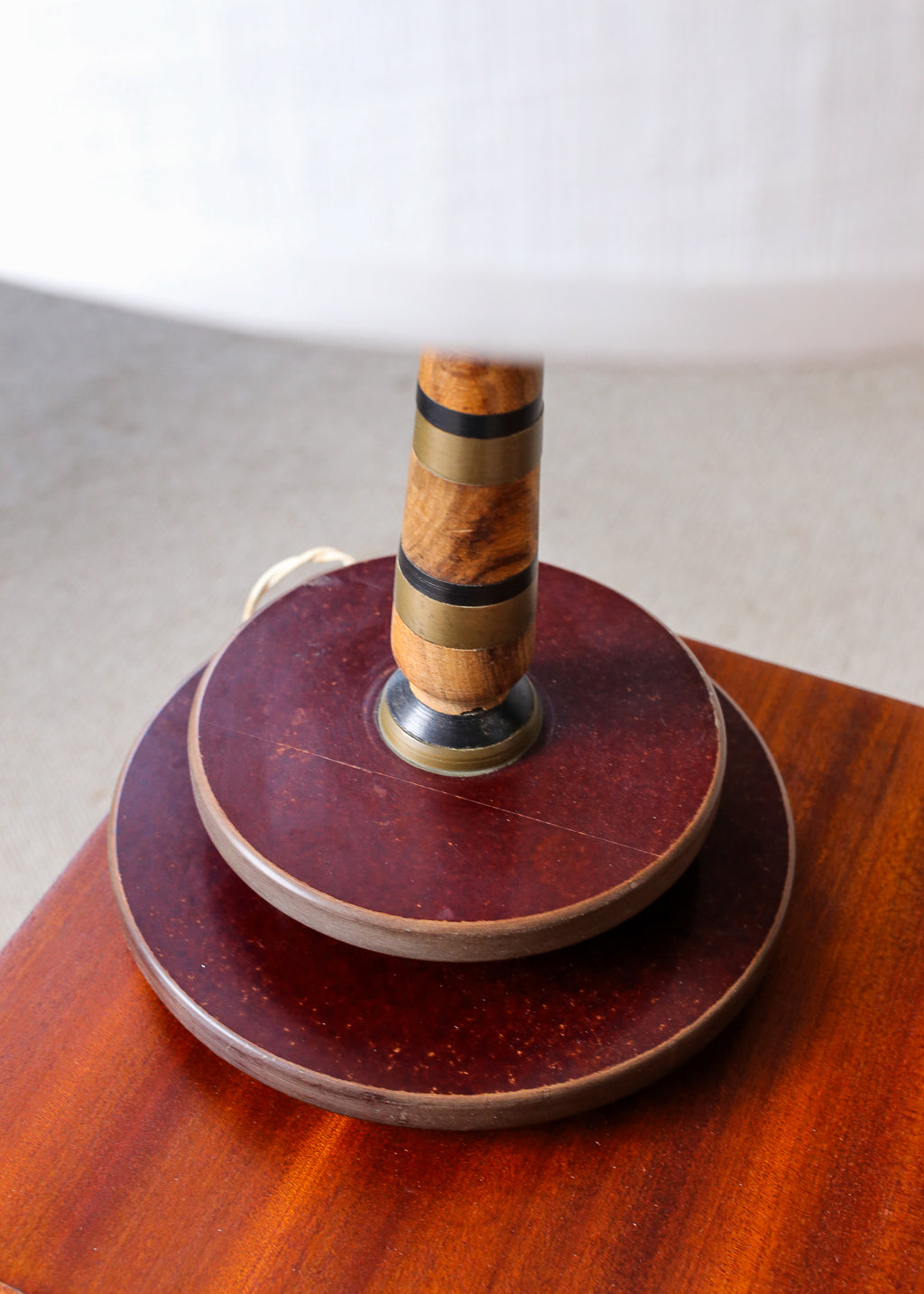 Two Vintage Bedside Lamp - brass wood and bakelite