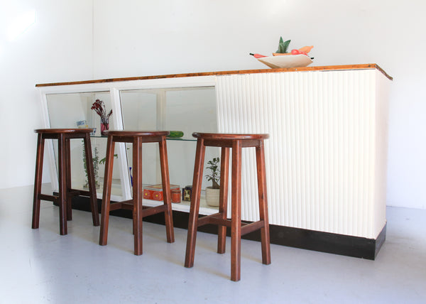 Four Solid Wood Vintage Bar Stools