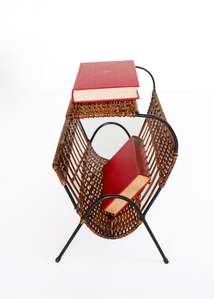 Steel and Cane Magazine Rack