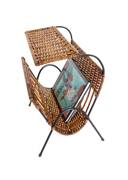 Steel and Cane Magazine Rack