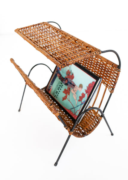 Steel and Cane Magazine Rack