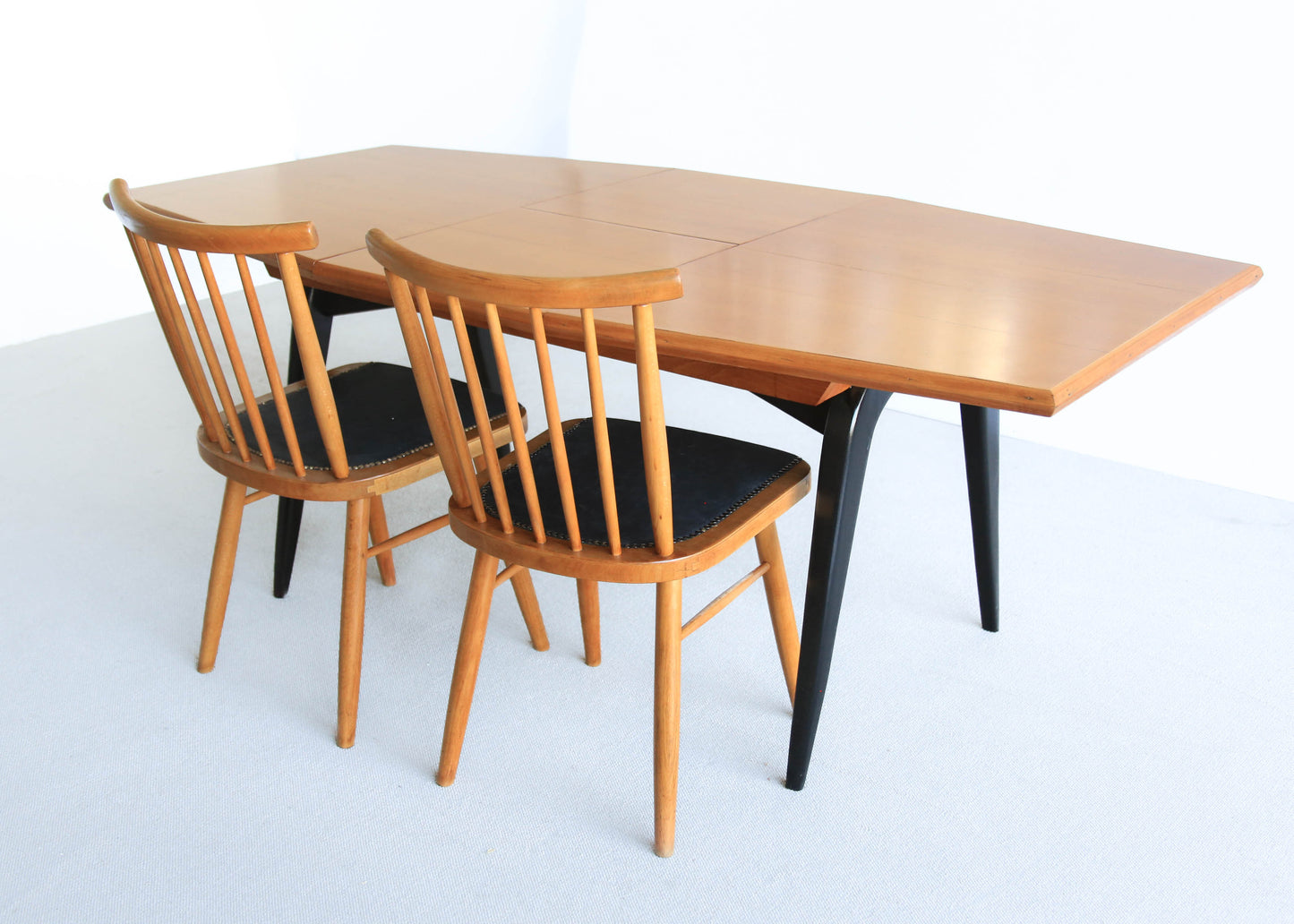 Four Spindle Back Mid-century Dining Chairs