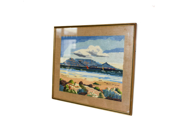 Vintage Needlepoint Table Bay Picture