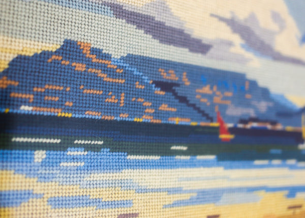 Vintage Needlepoint Table Bay Picture