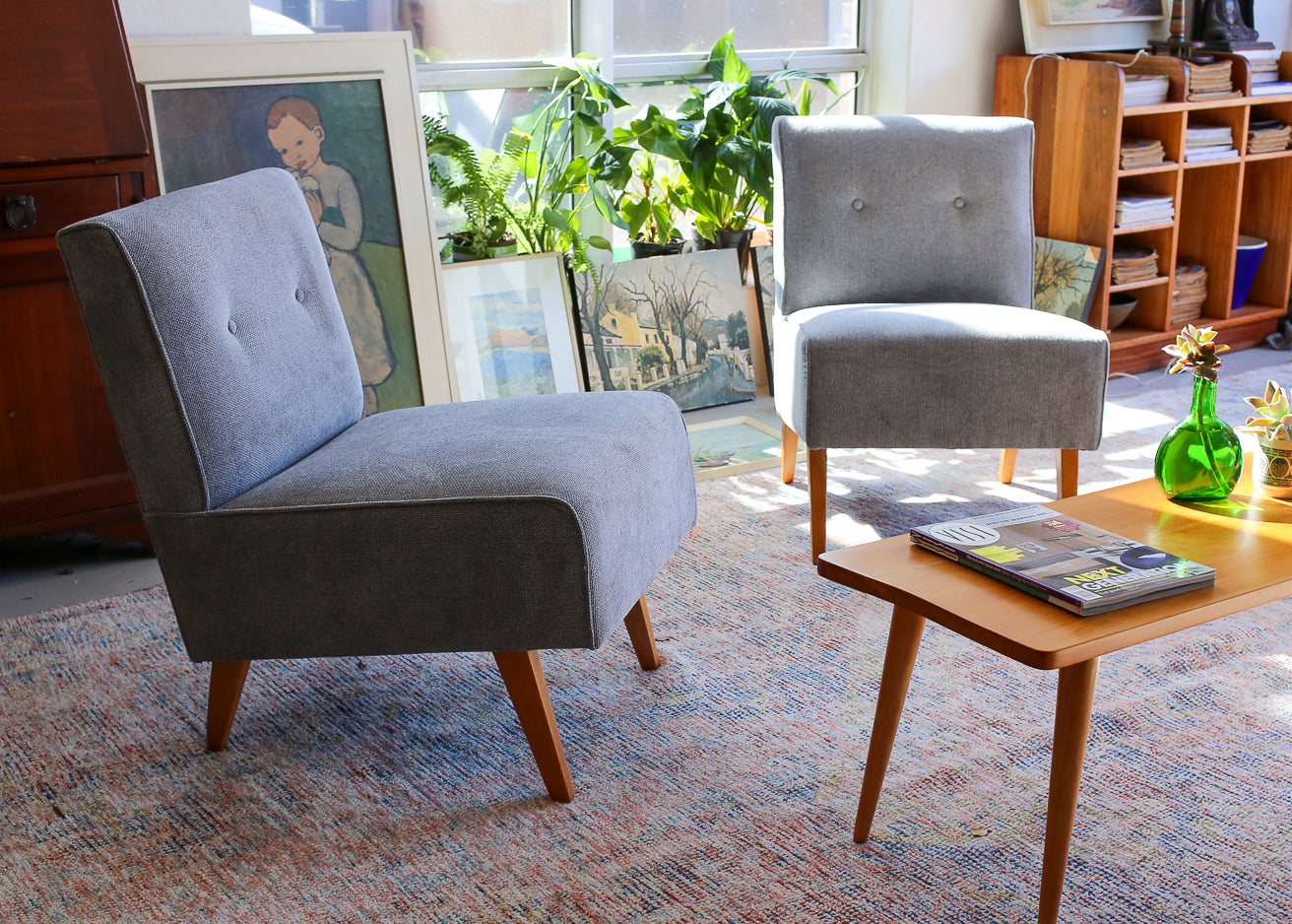 Two Mid-century Slipper Chairs