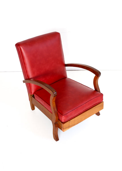 Red Vegan Leather Armchair