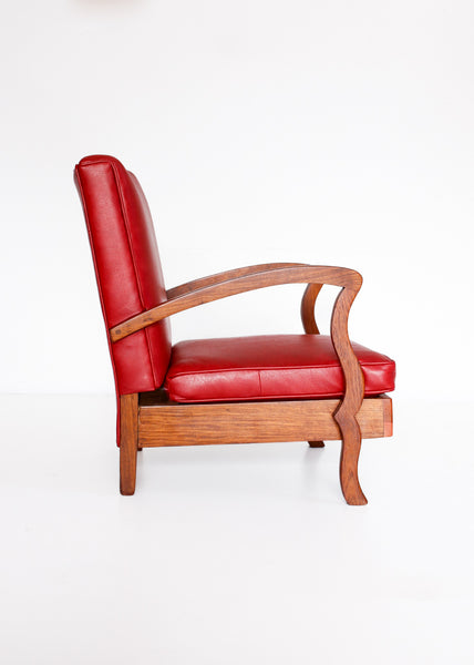 Red Vegan Leather Armchair