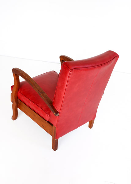 Red Vegan Leather Armchair