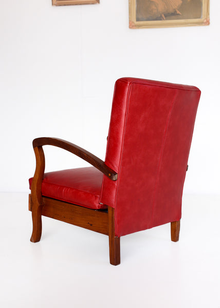 Red Vegan Leather Armchair