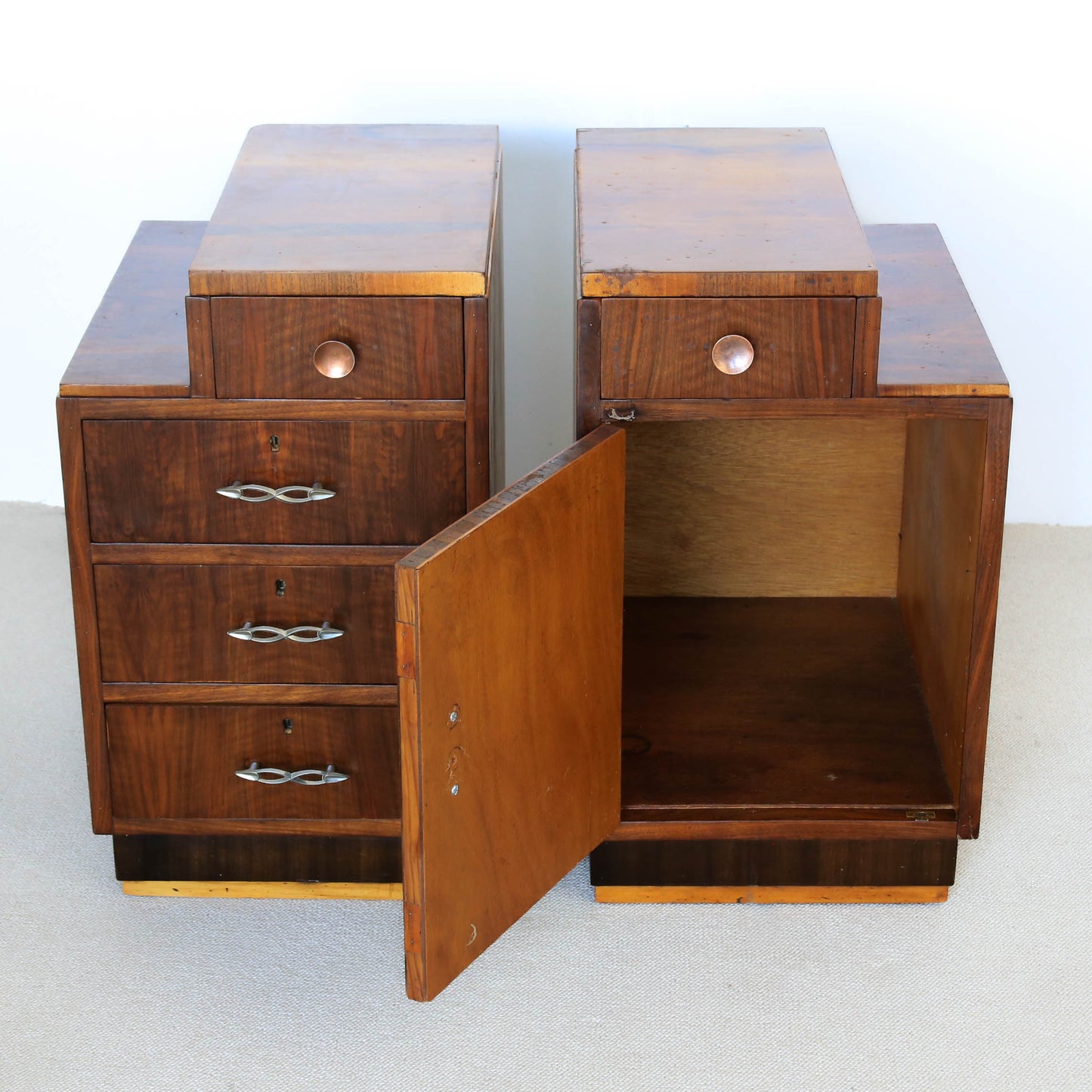 A Pair of Art Deco Bedside Cabinets