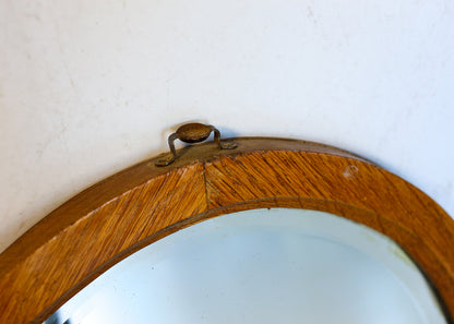 Vintage Bevelled Mirrors with Oak Frames