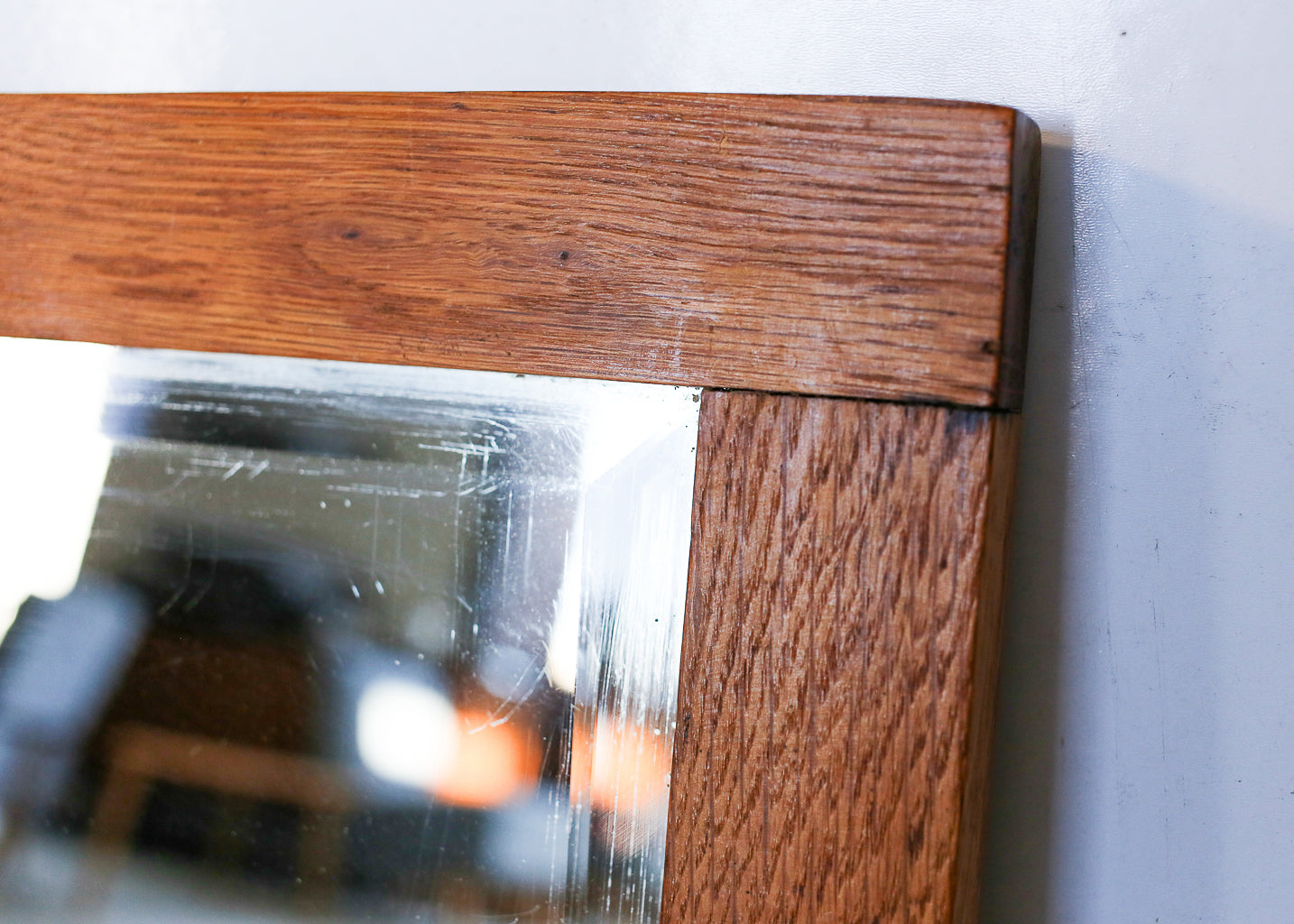 Vintage Bevelled Mirrors with Oak Frames