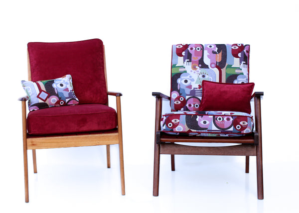 Maroon Mid-century Armchair