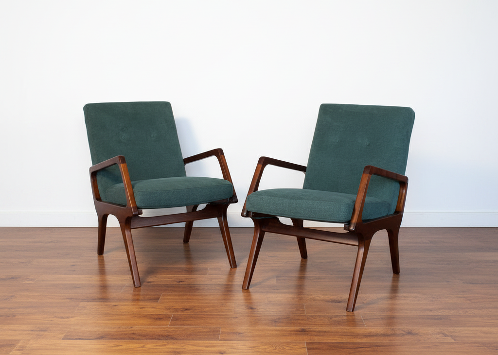 A Rare Pair of Vintage Scandinavian Modern Armchairs