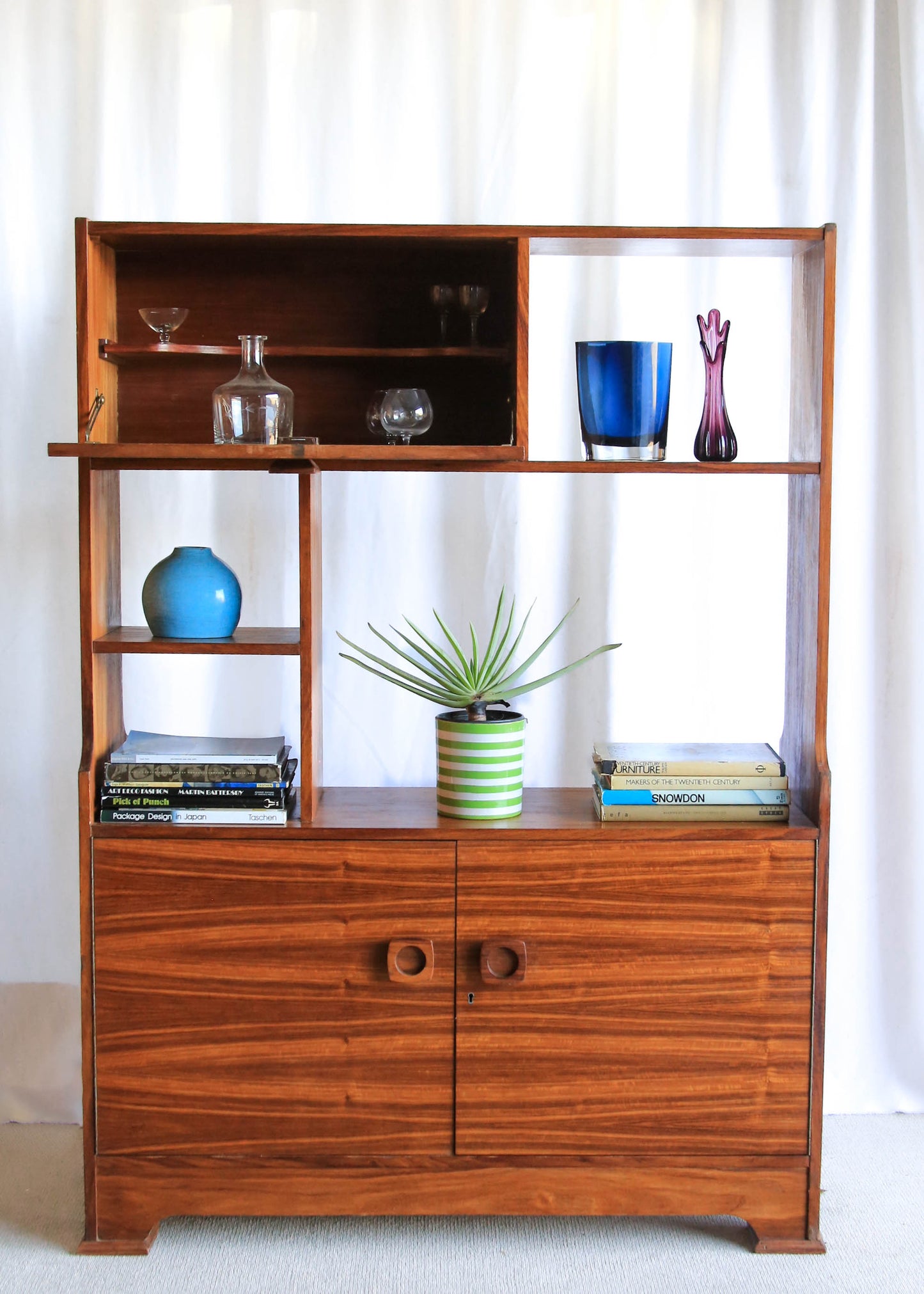 Kiaat Wall Unit with Drinks Cabinet